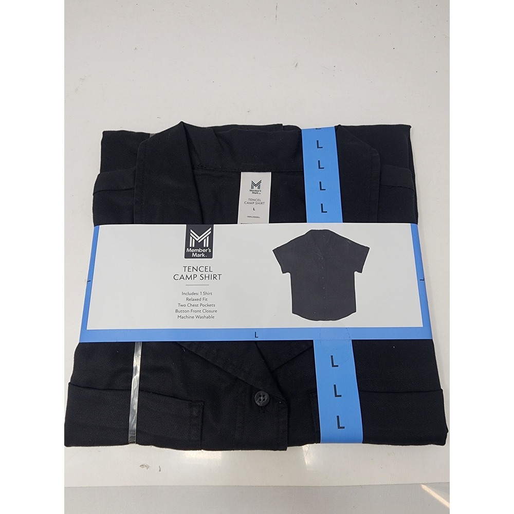 Member's Mark Womens Tencel Camp Shirt Black Lyocell Casual Size Large